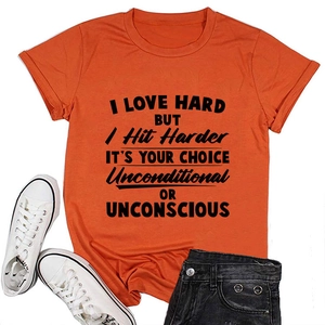 T-shirt orange en coton à plat avec impression graphique noire et style décontracté chic