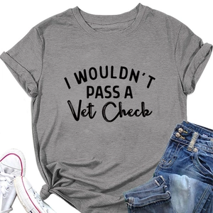 Flat lay of grey short sleeve t-shirt with slogan print and stylish front knot detail