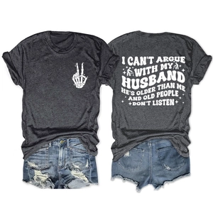 Detailed flat lay of casual dark grey t-shirt with back print and denim shorts set