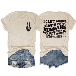 Women Round Neck Cotton Short Sleeve T-Shirt Funny Quote Graphic Tee Skeleton Hand Casual Summer Loose Top