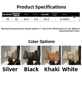 Spécifications de taille et options de couleur pour le sac à main croissant en PU