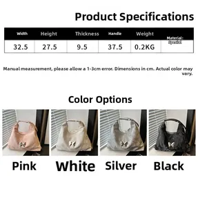 Size chart showing dimensions for large capacity tote bag with butterfly hardware detail