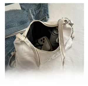 Detailed interior view of a white water ripple tote bag showing spacious storage capacity
