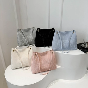 Minimalist large capacity tote bag for women with marble texture in five assorted colors
