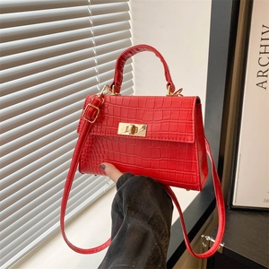Élégant Sac à Épaule pour Femmes Motif Crocodile Petit Sac à Main Carré en Cuir PU Avec Bandoulière Réglable