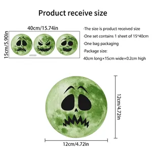 Luminous Halloween wall stickers set with 12cm glow pumpkins and moon size specifications