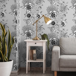 Vintage Botanische Bloem Zelfklevende Muursticker PVC Waterdicht Schets Bloemen Behang Voor Woonkamer Slaapkamer Decor