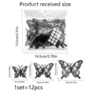 Set de 12 pegatinas de pared mariposa calavera 3D para decoración Halloween DIY