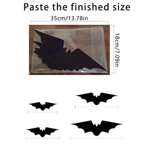 Stickers muraux chauve-souris 3D laser noir lot de 12 pour décoration Halloween tailles variées