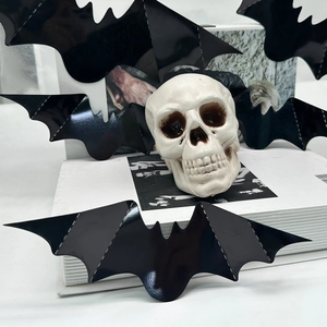 Chauves-souris 3D avec crâne en résine pour décoration murale d'Halloween