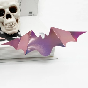 Lot de 12 autocollants muraux chauves-souris 3D violet laser pour décoration Halloween