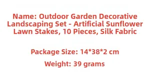 Detailed specifications for artificial silk sunflower lawn stakes in a 10-piece set