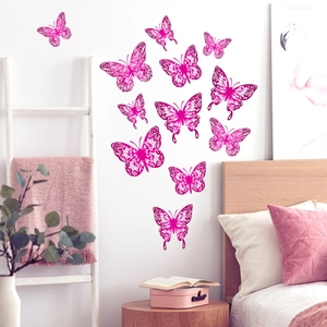 Hollow Butterfly Wall Stickers PVC Self Adhesive Rose Red Lace Pattern DIY Home Art Decals For Bedroom Living Room