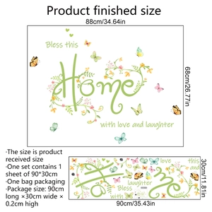 Home decorative wall stickers with butterflies and love quotes measuring 88x68cm