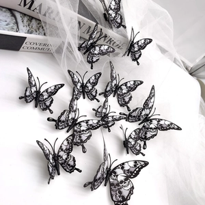 3D butterfly stickers with skull and rose patterns for gothic themed wall decoration