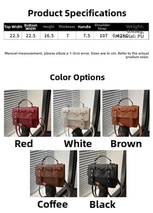 Detailed size specifications for the British style PU leather backpack and handbag