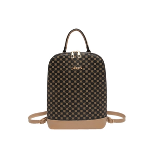Fashionable retro printed backpack for women with brown monogram and gold hardware