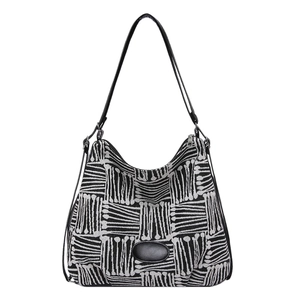 Sac fourre-tout minimaliste à motif noir et blanc avec de longues bandoulières