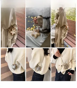 Collage of silver and gold star crossbody bags with rhinestones and metal chains