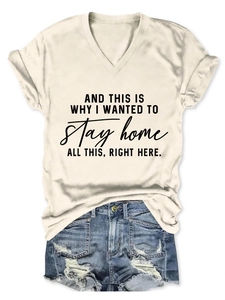 Detail of rolled sleeve and printed slogan on a beige V-neck short sleeve cotton t-shirt