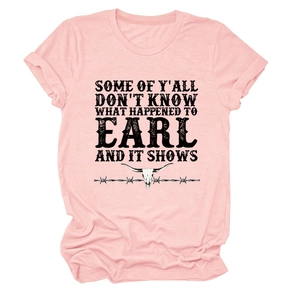 Detail of pink cotton T-shirt featuring vintage bull skull and typography print