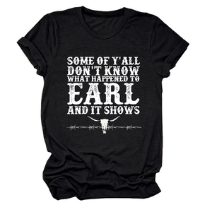 Close-up of vintage longhorn skull and graphic print on black cotton short sleeve T-shirt