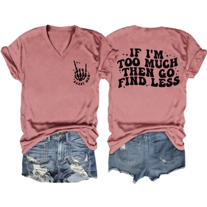 Front and back view of V-neck Sassy Mom T-shirt with distressed denim shorts set