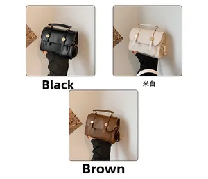 British style vintage flap bags in black, beige, and brown with double straps and metal buckles