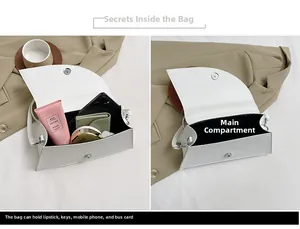 Vue intérieure d'un sac bandoulière blanc trapèze montrant le compartiment principal spacieux