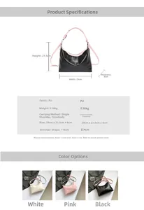 Detailed size chart for black PU leather crossbody bag with 114cm strap and dimensions