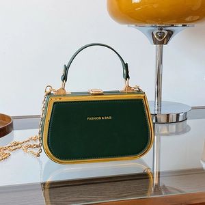 Fashion PU Leather Box Handbag Chic Crossbody Bag With Metal Frame And Chain Strap Simple Commuter Style For Women