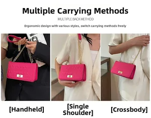Vue triple du sac matelassé illustrant les styles porté main, épaule et en bandoulière
