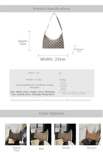 Tabella dimensioni borsa a mezzaluna con larghezza 23 cm e altezza 12 cm in dettaglio