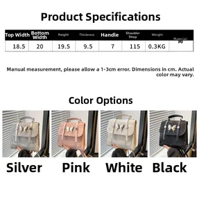 Detailed dimension guide for PU leather backpack with butterfly accent and 4 color options