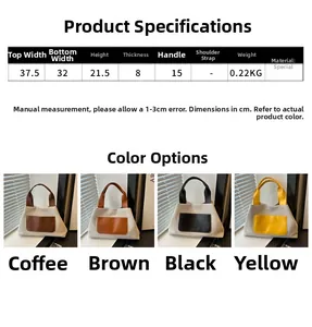 Detailed dimension chart showing size and weight for the canvas leather tote bag
