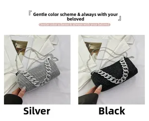 Detailed comparison of silver and black cylinder bags with encrusted rhinestones