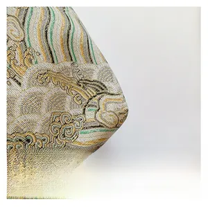 Detailed macro view of high-density jacquard fabric with traditional Chinese motifs