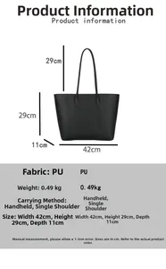 Spécifications de taille et paramètres pour le grand sac fourre-tout en PU noir