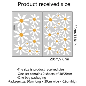 Daisy wall stickers for kids room with two 30x20cm sheets of white floral home decor