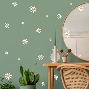 Daisy Flower Wall Stickers PVC Self-Adhesive Decals For Kids Room Nursery Bedroom Living Room Modern Home Decor