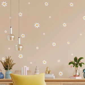Minimalist white daisy wall stickers for home decor with fresh Nordic floral design