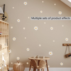 Daisy wall stickers set for children's bedroom decor featuring white and yellow flowers
