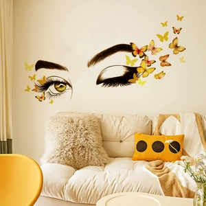 Creative Beauty Eye Eyelash And Butterfly Wall Stickers PVC Self Adhesive Decals For Living Room Bedroom Decor Modern
