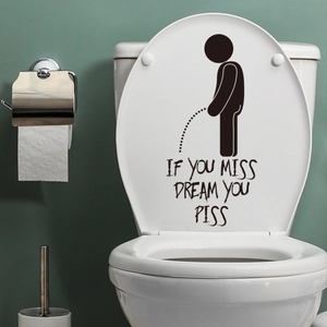 Toilet Sticker Funny Cartoon Boy Pissing Humor Bathroom Decal Waterproof PVC Vinyl Home Restroom Wall Art Decoration