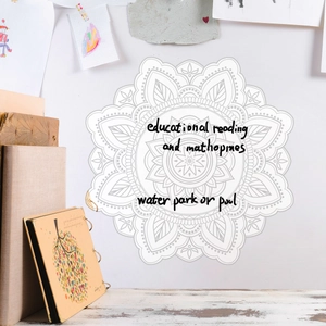 Adesivo da parete mandala rotondo con motivo geometrico in vinile bianco