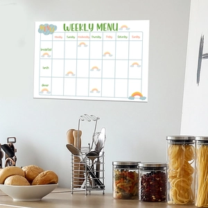 Rainbow weekly menu planner wall sticker for kitchen meal organization and scheduling