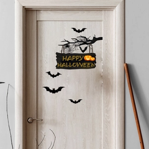 Halloween Wall Stickers Bat Spider Pumpkin Happy Halloween Door Decals PVC Self Adhesive Horror Party Home Decor