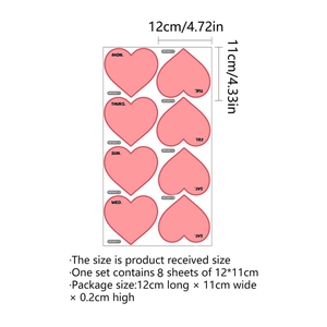 Pink heart-shaped weekly planner stickers for wall decor and reusable memo notes