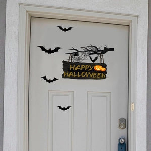 Halloween bat and spider wall decals with Happy Halloween pumpkin stickers for home decor