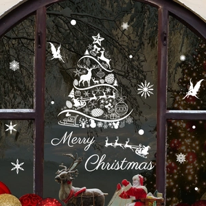 White Christmas reindeer and snowflake static cling stickers for window decoration